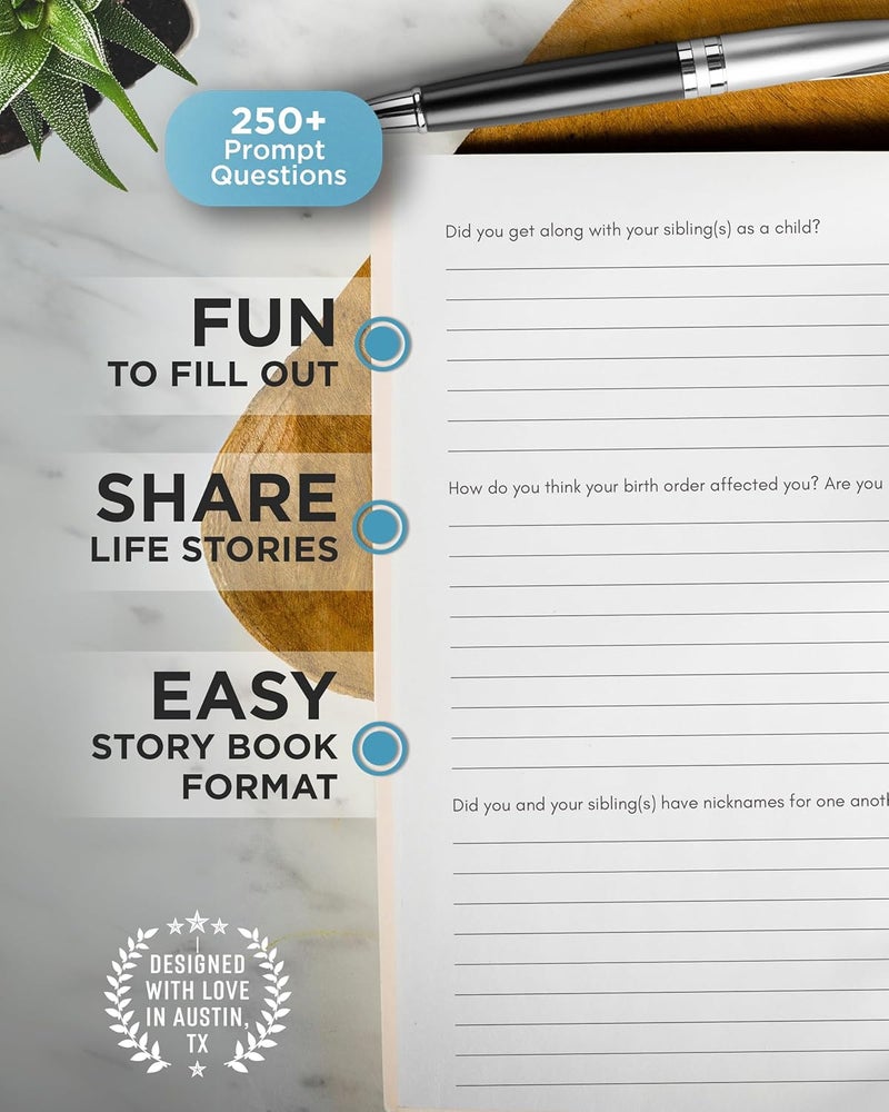 Coco & Lan Aunt's Story Journal: A Meaningful Keepsake for Aunt to Share Her Life Journey and Memories, Book Includes 250+ Prompt Questions, Sentimental Gifts Idea for Mother's Day, Birthday, Christmas - Image 4